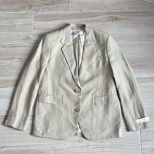 ARITZIA Babaton New Agency Linen Blazer in Humus Beige